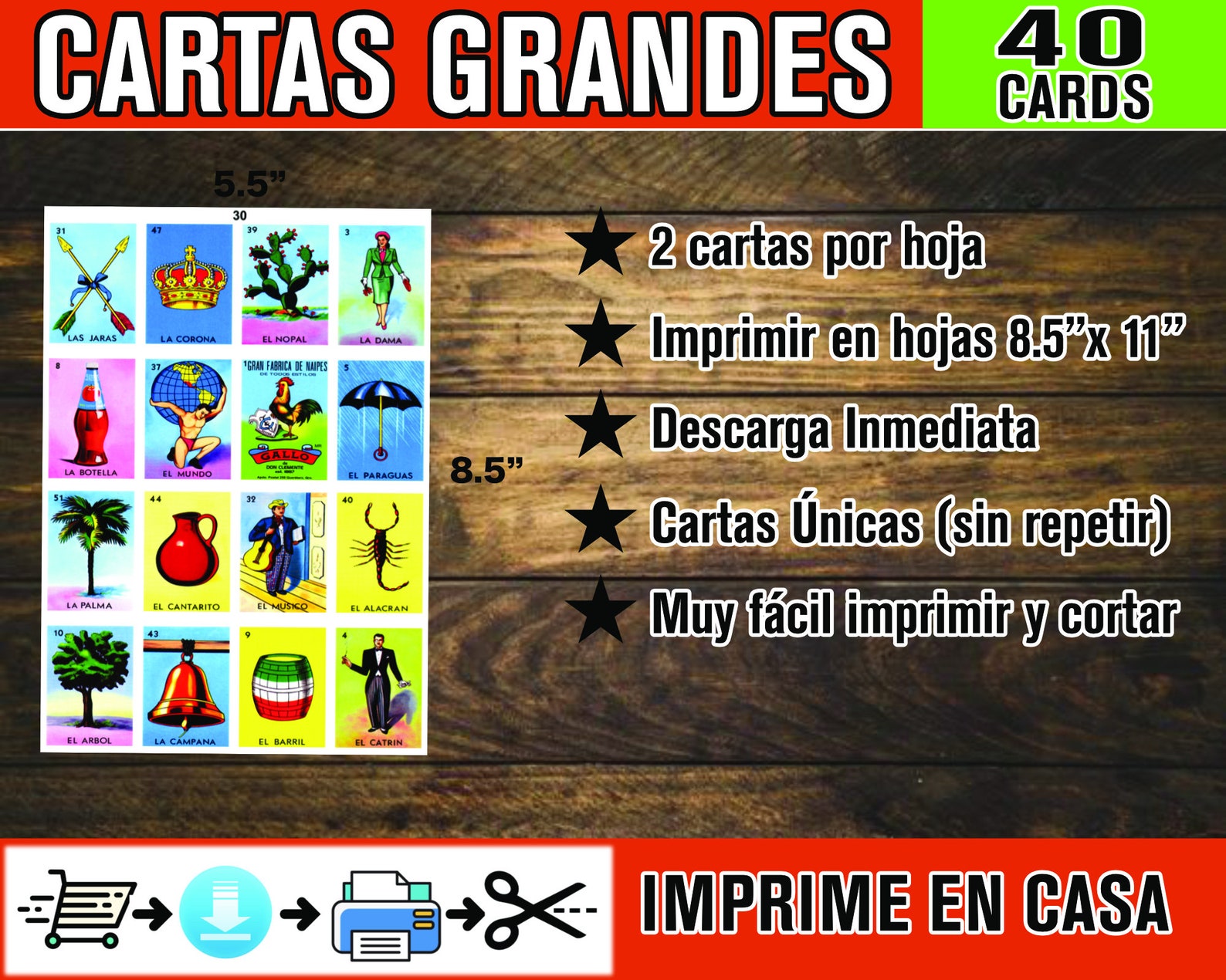 Mexican Loteria Game Cards Printable PDF INSTANT DOWNLOAD - Etsy