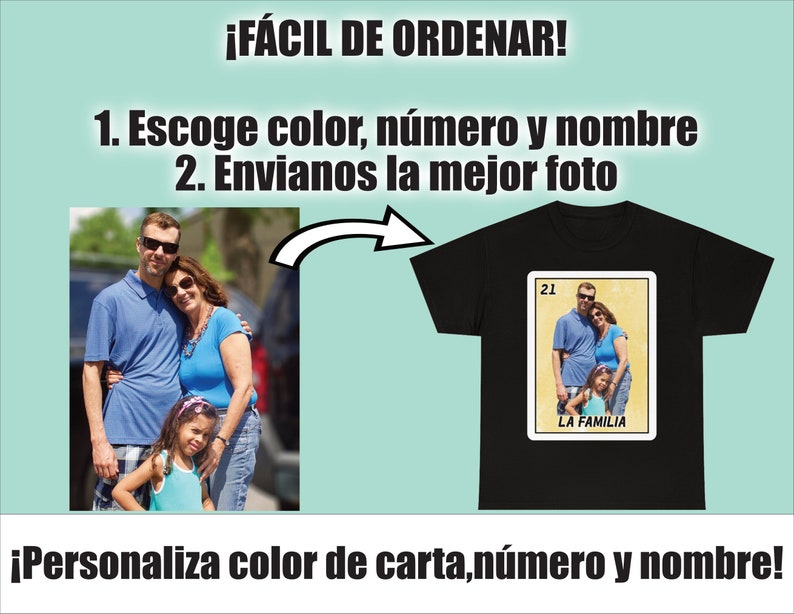 Custom Loteria Shirt From your Picture for Adults and Kids Party Personalized Loteria Card Tshirt From Your Photo Customized Bingo Shirt image 9