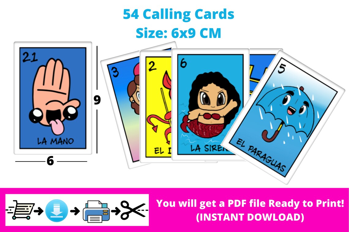 Mexican Loteria Game Cards Printable PDF INSTANT DOWNLOAD | Etsy
