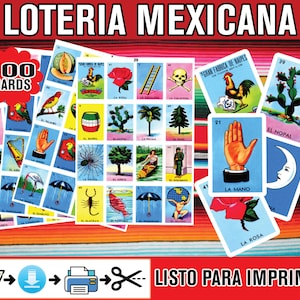 Cartes de jeu de la Loteria mexicaine à télécharger et à imprimer pour jouer à la maison 100 JOUEURS Juego Loteria Mexicana imprimir Sin el Negrito, Borracho y Apache