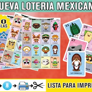 Mexican Loteria Game Cards Printable PDF INSTANT DOWNLOAD Digital File Ready To Print at Home Loteria Mexicana Viva Mexico Cinco de Mayo