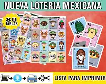 Mexican Loteria Game Cards Printable PDF INSTANT DOWNLOAD Digital File Ready To Print at Home Loteria Mexicana Viva Mexico Cinco de Mayo