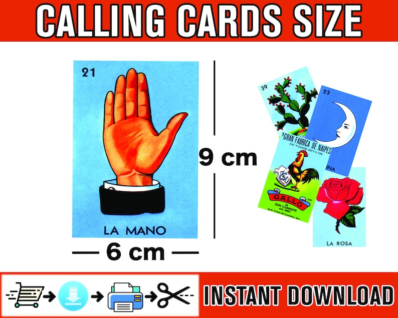 Mexican Loteria Game Cards Printable PDF INSTANT DOWNLOAD - Etsy