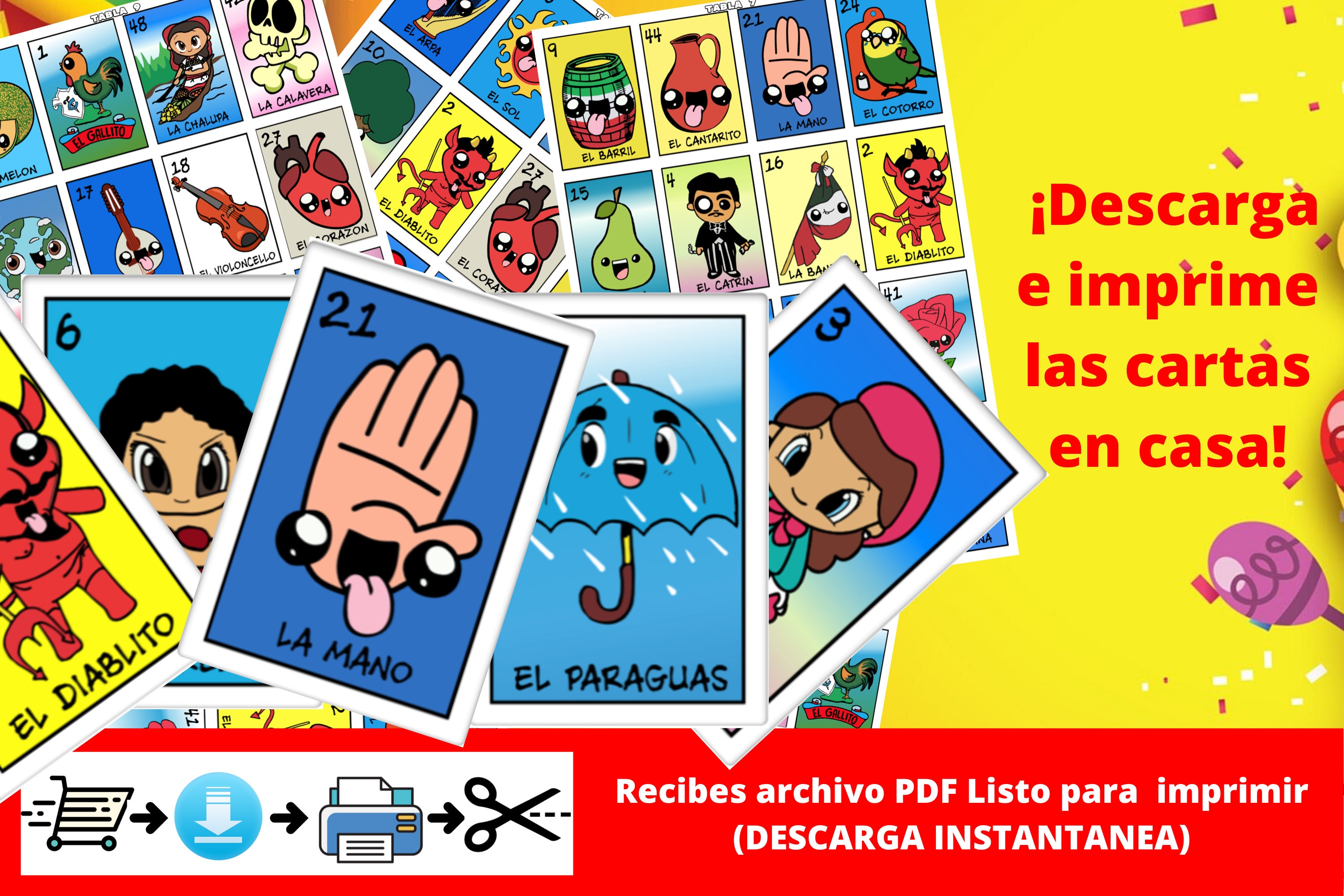 Mexican Loteria Game Cards Printable PDF INSTANT DOWNLOAD | Etsy