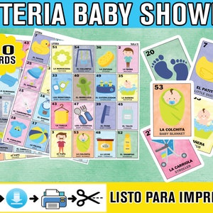 Loteria Baby Shower en Español e Ingles para Descargar e Imprimir Printable PDF INSTANT DOWNLOAD Digital File Ready to Print at Home