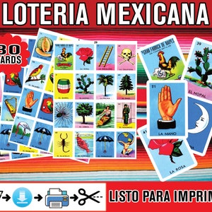 Loteria Mexicana Imprimible para Descargar en archivo PDF e imprimir en Casa. Cartas de loteria. Juego tradicional de México en Español