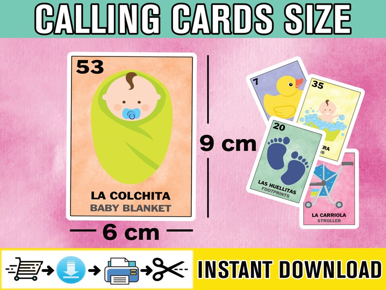 Loteria Baby Shower Download Bilingual Bingo PDF INSTANT Etsy