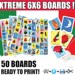 Mexican Loteria Cards EXTREME EDITION with 6x6 Boards Download and Print Today Loteria Mexicana Para Imprimir Edicion Extrema con Tablas 6x6