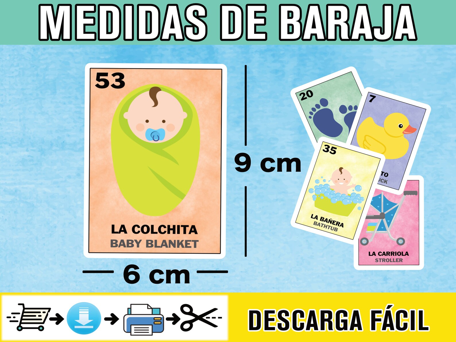 Loteria Baby Shower Download Bilingual Bingo PDF INSTANT Etsy