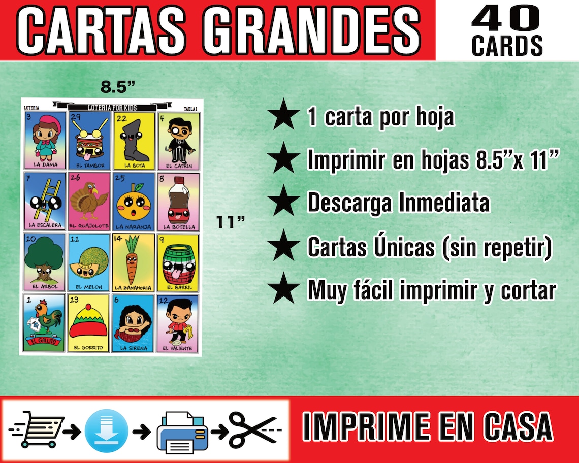 Kid Friendly Loteria Game for Party and School BIG Loteria - Etsy