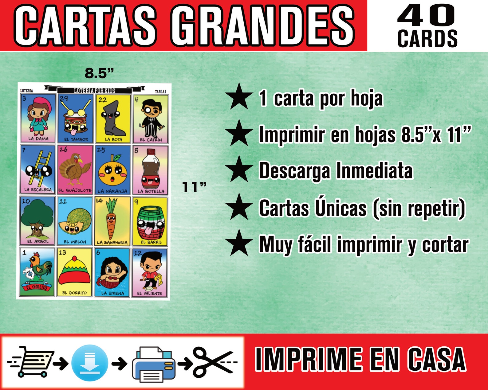 Kid Friendly Loteria Game for Party and School BIG Loteria - Etsy
