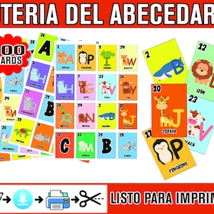 Loteria del abecedario para imprimir loteria didactica educativa del alfabeto en español - Spanish alphabet bingo READY TO PRINT 100 Players