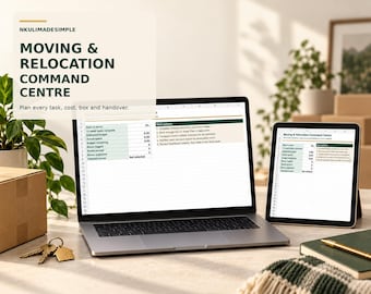 Moving Planner Spreadsheet | Relocation Checklist, Budget and Box Inventory Excel Template
