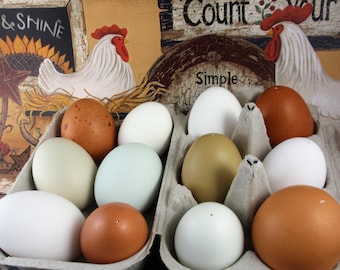 One Dozen Blown Eggs, Eco Friendly Easter Decor, Chicken and Duck Eggs in White, Brown, Green and Blue