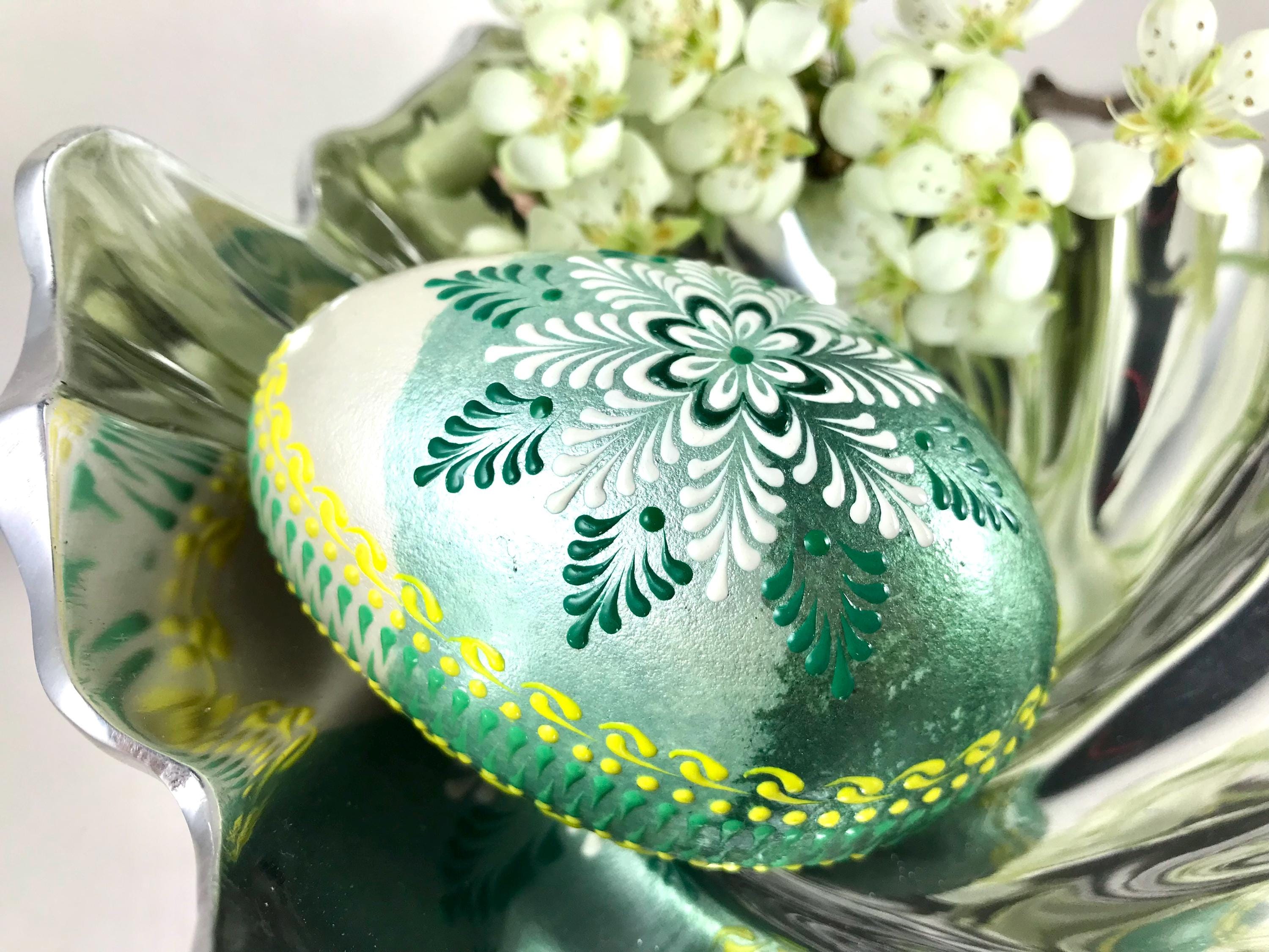 Polish Easter Egg, Real Goose Egg Pysanky, Wax Embossed Drop Pull ...