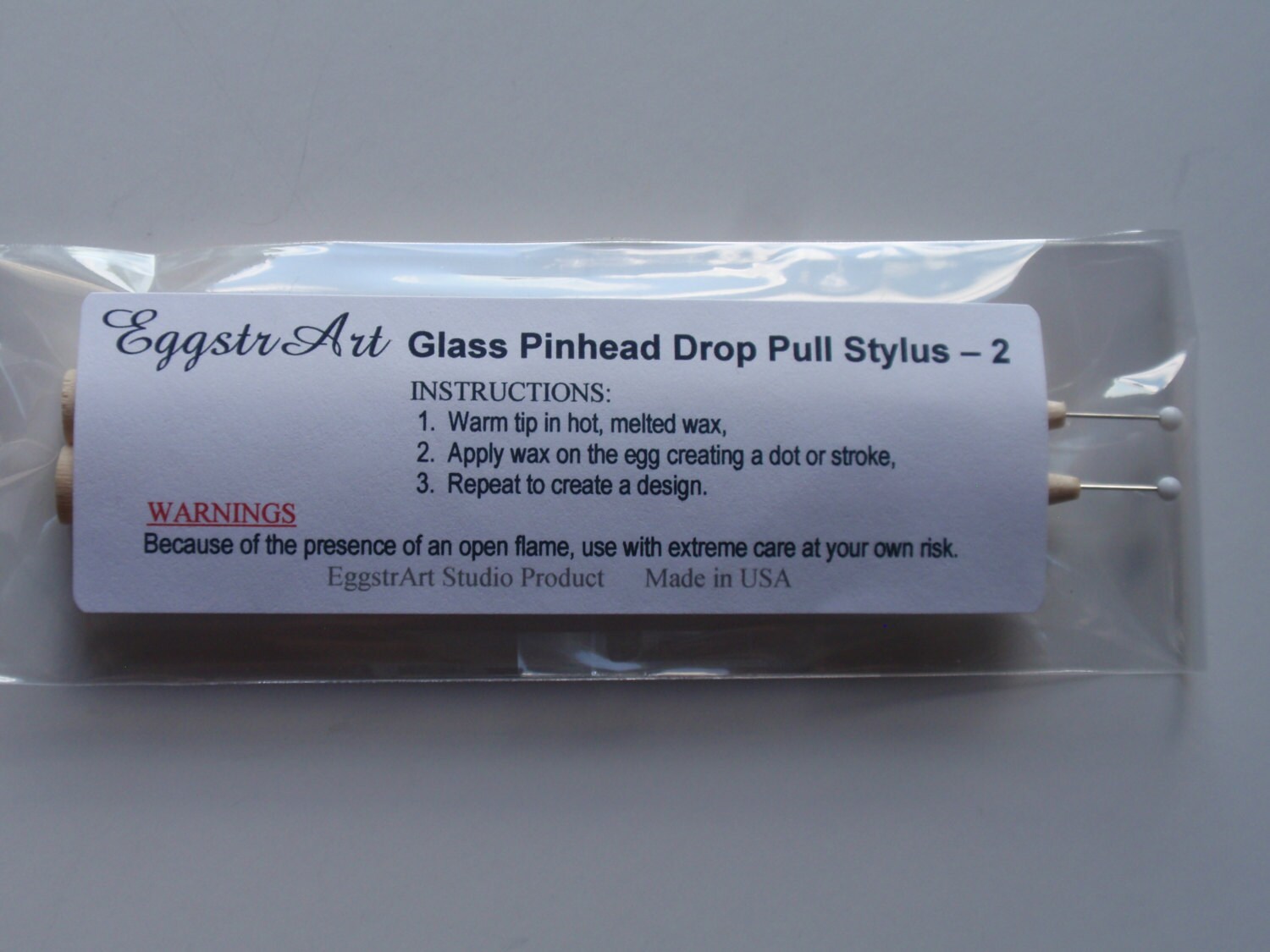 Set of 2 Glass Pinhead Styluses for Egg Decorating, Drop-pull Pysanky ...