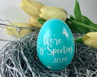 Easter Egg, We're Egg-Specting, Pregnancy Announcement Egg, Due Date Gender Reveal, Traditional Wax Embossed Polish Pisanka, Duck Egg