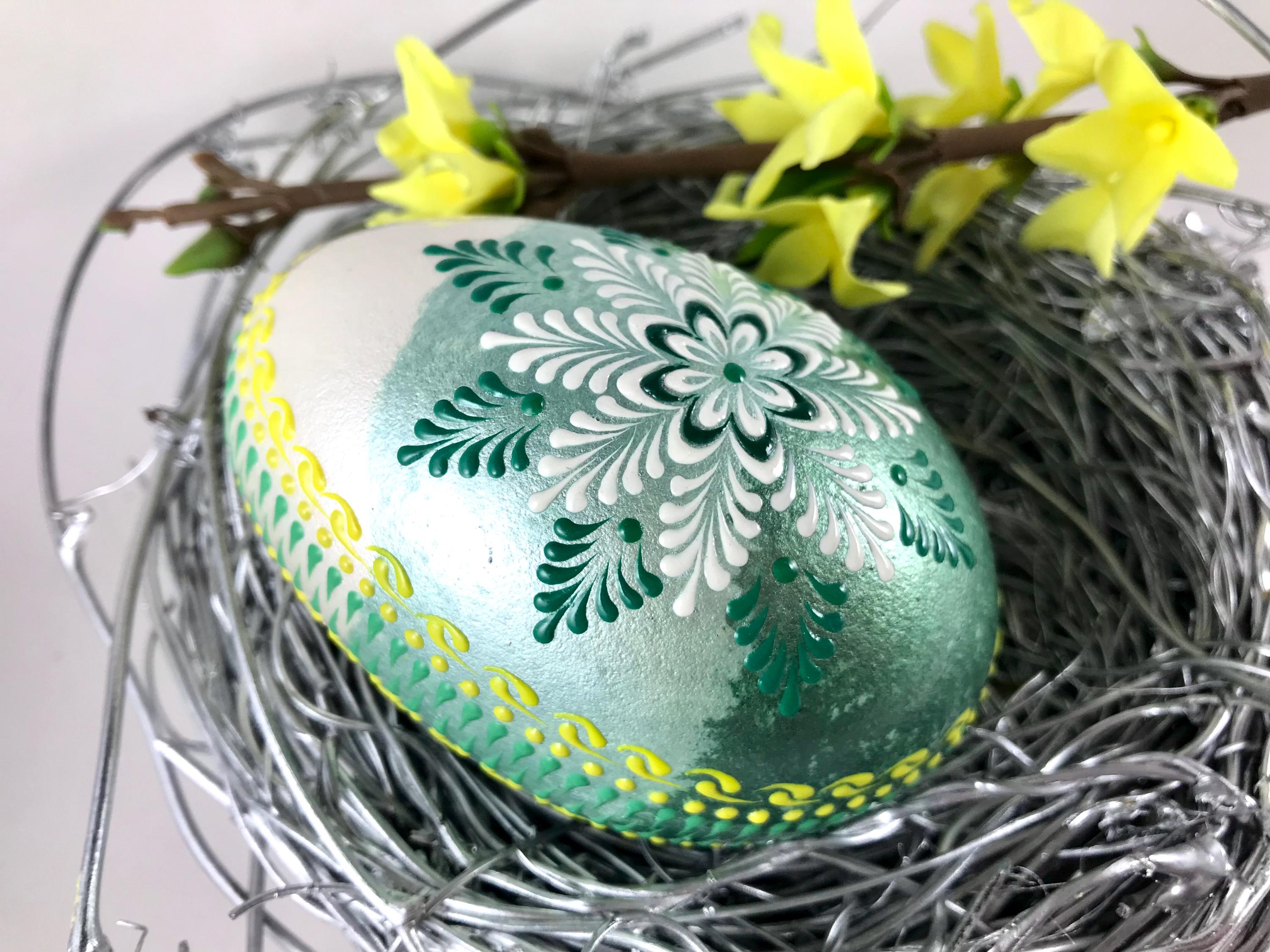 Polish Easter Egg, Real Goose Egg Pysanky, Wax Embossed Drop Pull ...