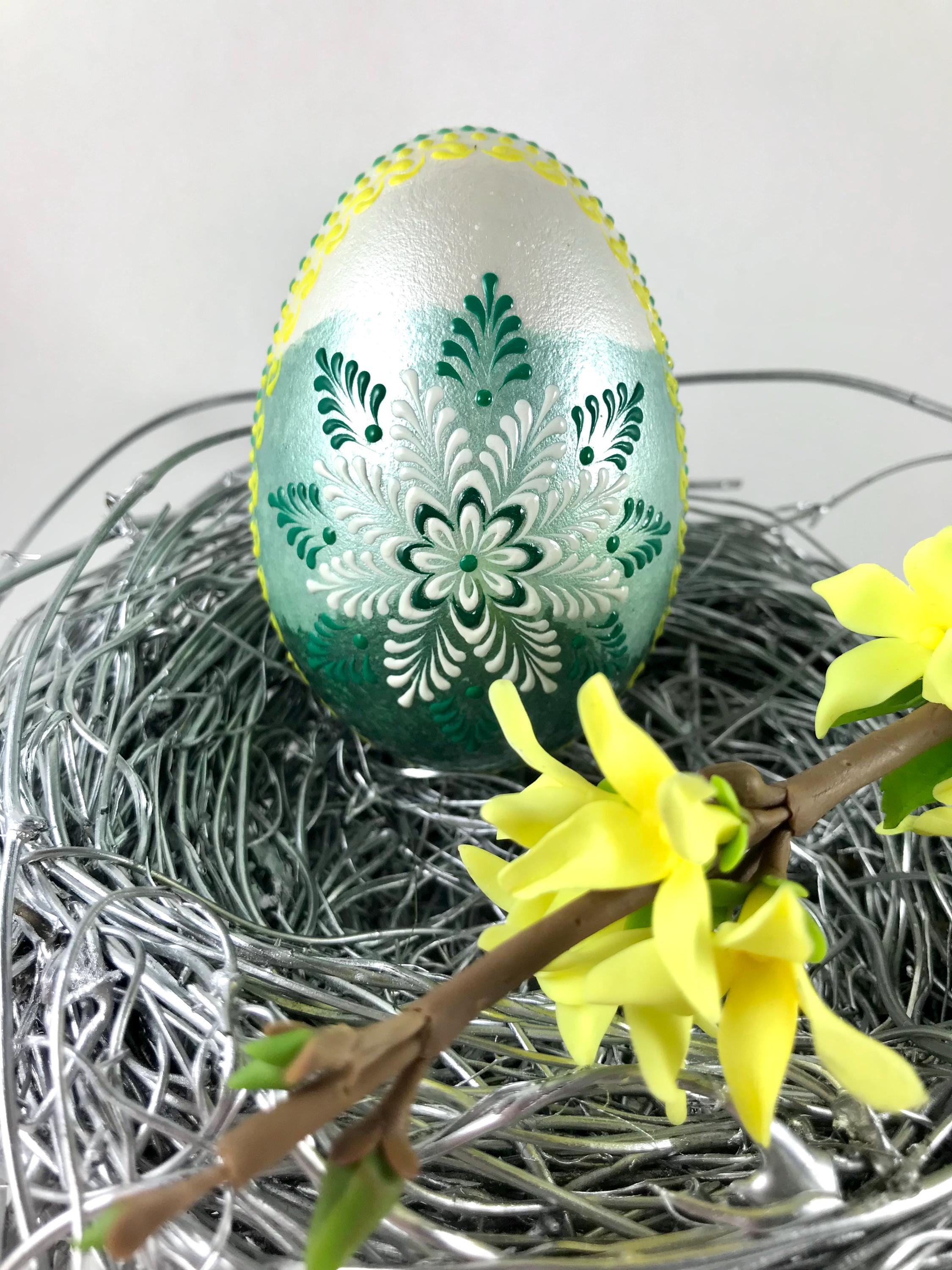 Polish Easter Egg, Real Goose Egg Pysanky, Wax Embossed Drop Pull ...