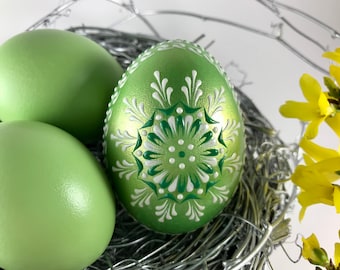 Egg Polish Pisanka, Duck Egg Pysanky, Polish Folk Art, Easter Gift, Drop Pull Pysanky, Easter Centerpiece