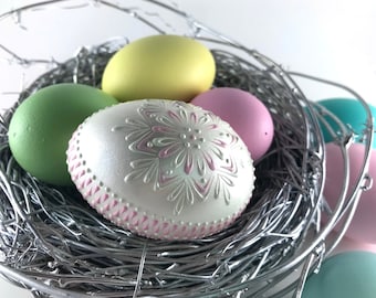 Polish Pysanky, Easter Tradition, Polish Folk Art, Hand Painted Duck Egg, Drop Pull Pysanky
