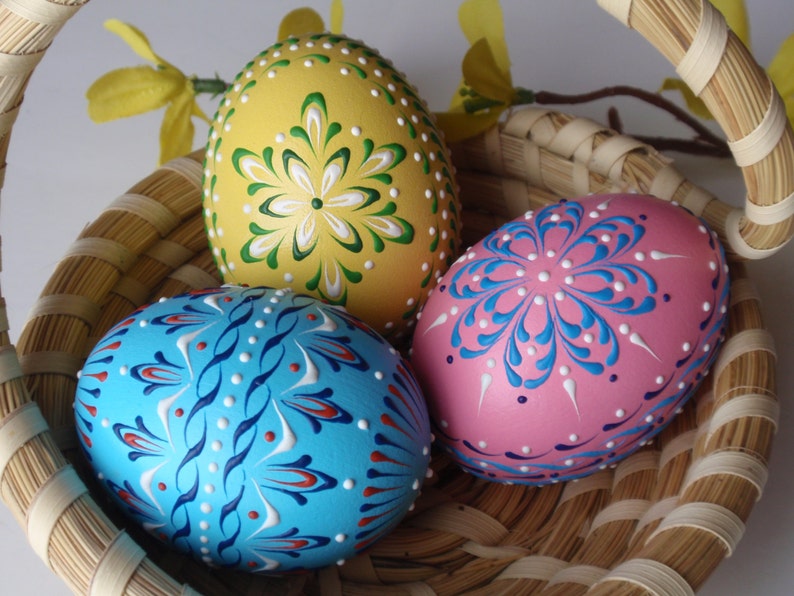 Set of 3 Banty Eggs Pysanky Traditional Polish Eggs Etsy