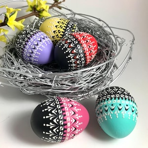 Polish Easter Eggs, Chicken Egg Pysanky, Original Drop Pull Easter Eggs, Polish Pisanki, Folk Art