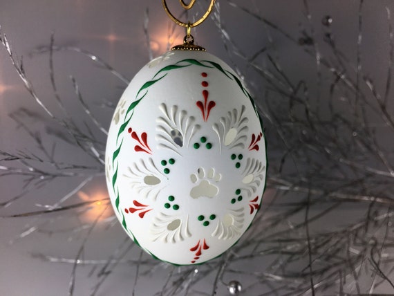 Paw Print Christmas Ornament Real Duck Egg Polish Pysanky Etsy