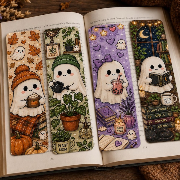 Ghostie Halloween Fall Bookish Bookmarks