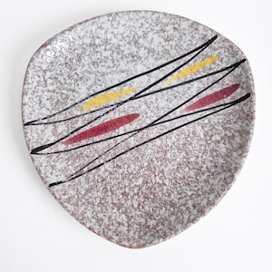 Mid Century Modern Ceramic Plate / Dish – 1950s Atomic Abstract Pattern – Stamped 'Foreign 311 23' – Vintage W. German Style Pottery