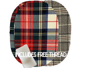 Hamag™ Hand punched tartan Elbow/Knee Patch with Backing - with free thread | DIY Patches | Sewing Pacthes | Repair Patches | Elbow Knee