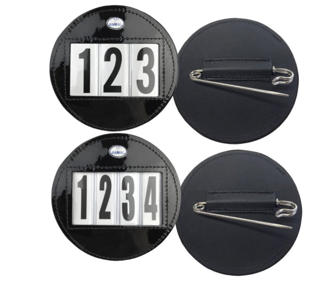 Hamag™ Patent Leather Saddle Cloth Number Holders pair Round Custom