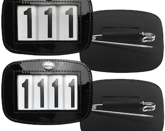 Hamag™ Patent Leather Saddle Cloth Number Holders (Pair)  | Custom Saddle Cloth Number Holder | Handmade | Customise Numbers