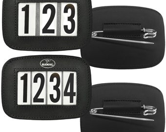 Hamag™ Leather Saddle Cloth Number Holders (Pair) | Custom Saddle Pad Number Holder | Handmade | Customise Numbers | Horse Accesories