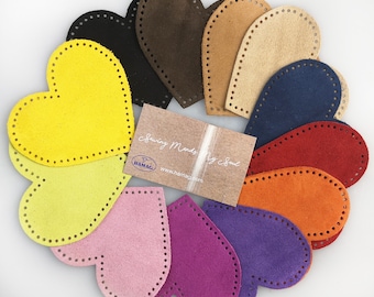 Parches para codos y rodillas de cuero de gamuza con forma de corazón Hamag™ - Par. Elección de 16 colores / Parches DIY / Parches de costura / Parches de reparación / Codo de rodilla