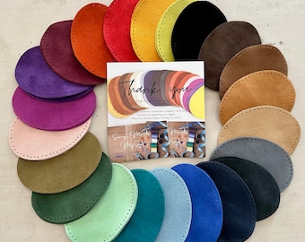 Hamag™  Hand punched Suede Leather Elbow Knee Patches (Pair) | 9cm x 12.5cm (3.5" x 4.9") | DIY Patches | Elbow Knee Patches