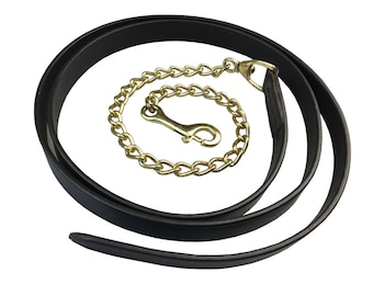 Leather Lead Chain with Brass or Silver Fittings | Horse Lead | Dog Lead | Leather Lead | Chain Leather Lead | Chain Lead | Brass or Silver