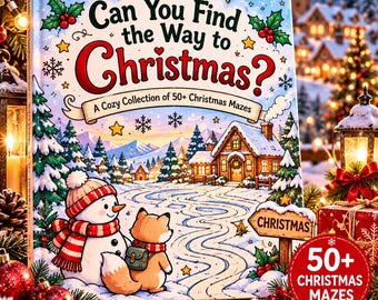 Weihnachtslabyrinthbuch, über 50 festliche Weihnachtsrätsel (Digitaler Download)
