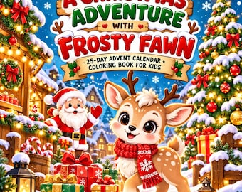 Weihnachts-Adventskalender-Malbuch, 25-Tage-Countdown für Kinder (Digitaler Download)