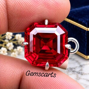 Colgante de plata 925 con rubí de talla radiante de 17 quilates, 16x16x7 mm, collar con gema de rubí rojo, joyería llamativa
