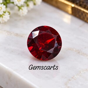 Rubí de 8 quilates, talla redonda, 9x9x5 mm, piedra suelta, ideal para anillos o joyería fina.