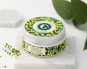 Almond & Avocado Face Cream - Natural Skincare - Organic Skincare - Vegan Skincare - Dry Skin Cream