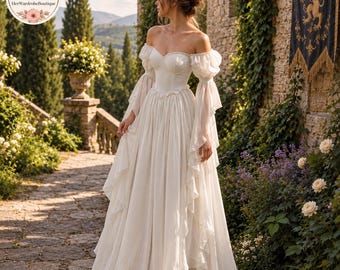 Medieval Renaissance Dress | Cottagecore Princess Gown, Fantasy Corset (Cosplay)