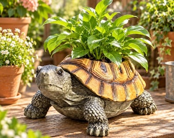 Turtle Planter Pot, Tortoise Flower Pot, Animal Succulent Planter, Garden Patio Decor, Cute Indoor Outdoor Plant Holder Gift