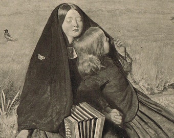 The Blind Girl by Sir J E Millais , antique vintage 20th century Magazine of Art print