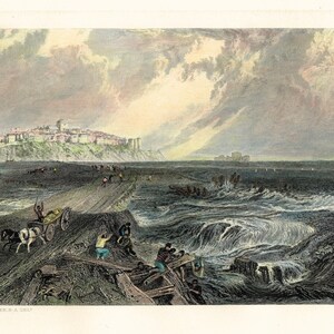 Stampa incisa all'acquaforte vittoriana colorata a mano, Rye di J M W Turner