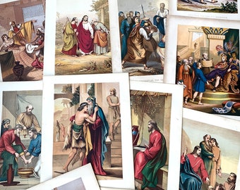 Job lot antique Christian colour chromolithograph print from The Alter of the Household