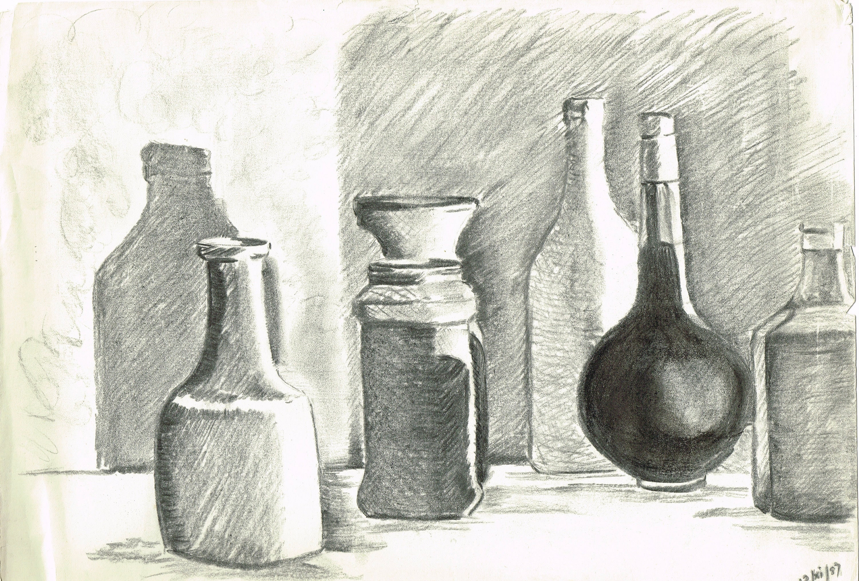 Still Life Drawing Bottles