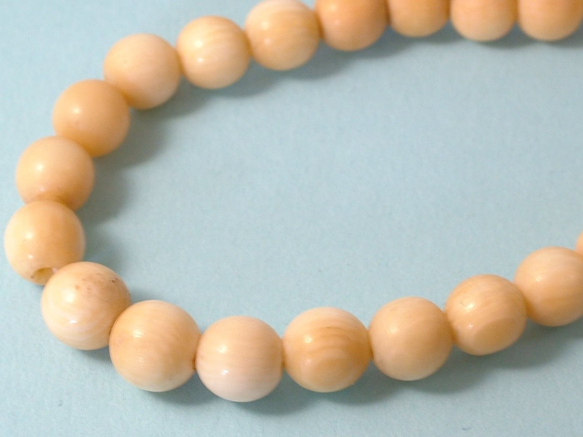Antique Victorian 1800s pre ban ivory bead necklace Etsy