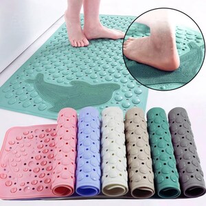Alfombrilla de bañera Dolphin de 35 x 70 cm, alfombrilla de ducha rectangular texturizada con orificios de drenaje. Alfombrilla antideslizante de PVC para baños y duchas.
